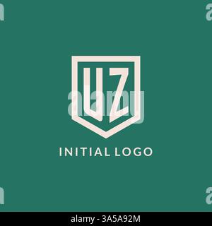 UZ initial logo monogram shield geometric shape design vector graphic Stock Vector