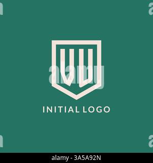 VU initial logo monogram shield geometric shape design vector graphic Stock Vector