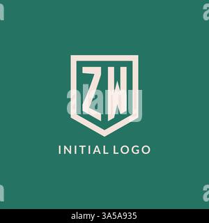 ZW initial logo monogram shield geometric shape design vector graphic Stock Vector