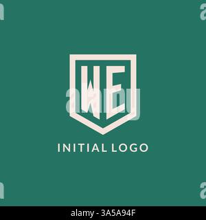 WE initial logo monogram shield geometric shape design vector graphic Stock Vector