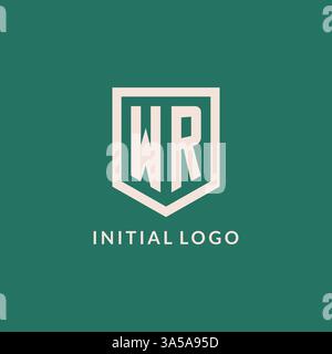 WR initial logo monogram shield geometric shape design vector graphic Stock Vector