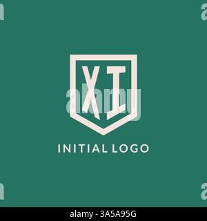 XI initial logo monogram shield geometric shape design vector graphic Stock Vector