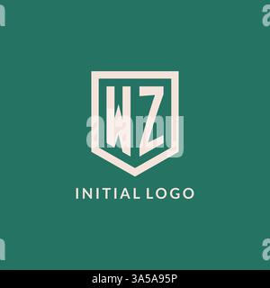 WZ initial logo monogram shield geometric shape design vector graphic Stock Vector