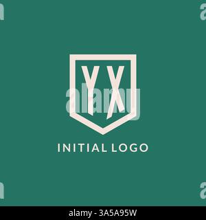 YX initial logo monogram shield geometric shape design vector graphic Stock Vector