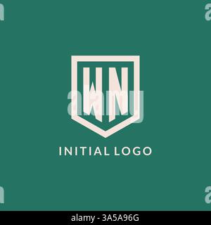 WN initial logo monogram shield geometric shape design vector graphic Stock Vector