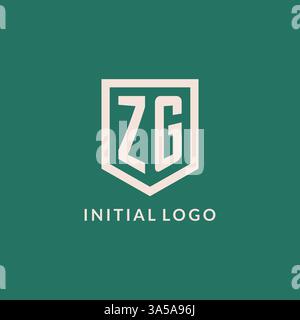ZG initial logo monogram shield geometric shape design vector graphic Stock Vector