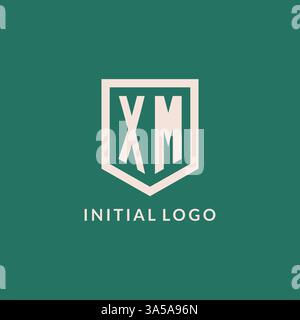 XM initial logo monogram shield geometric shape design vector graphic Stock Vector