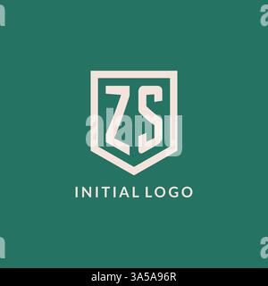 ZS initial logo monogram shield geometric shape design vector graphic Stock Vector