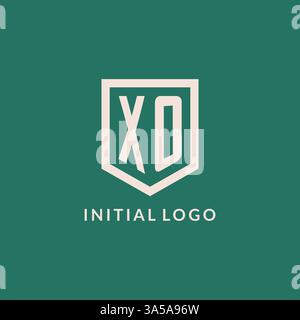 XO initial logo monogram shield geometric shape design vector graphic Stock Vector
