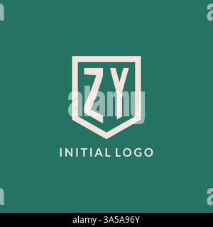 ZY initial logo monogram shield geometric shape design vector graphic Stock Vector