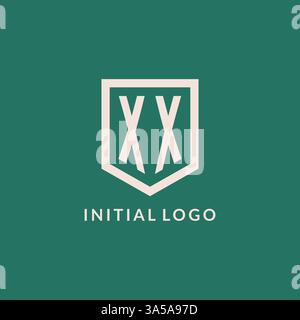XX initial logo monogram shield geometric shape design vector graphic Stock Vector