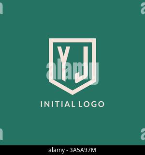 YJ initial logo monogram shield geometric shape design vector graphic Stock Vector
