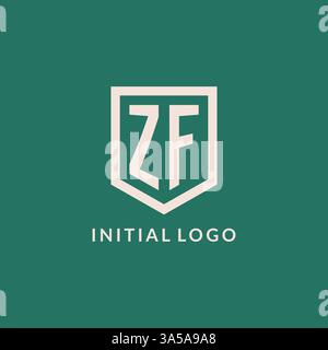 ZF initial logo monogram shield geometric shape design vector graphic Stock Vector