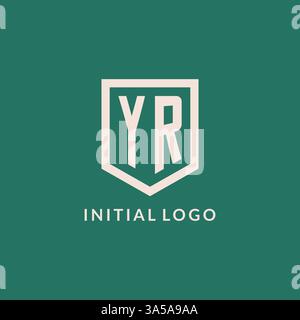 YR initial logo monogram shield geometric shape design vector graphic Stock Vector