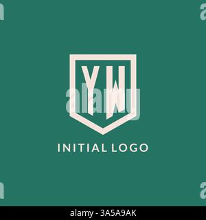 YW initial logo monogram shield geometric shape design vector graphic Stock Vector