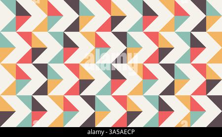 Abstract geometric background, Bauhaus style elements in random order and colors, seamless vector geo pattern, simple flat style shapes Stock Vector