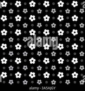 Seamless white flower on black background Stock Vector