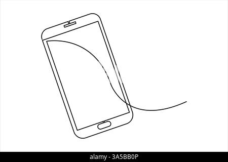 Continuous one line art drawing of Mobile phone modern technology design vector illustration Stock Vector