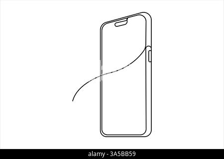 Continuous one line art drawing of Mobile phone modern technology design vector illustration Stock Vector