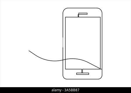 Continuous one line art drawing of Mobile phone modern technology design vector illustration Stock Vector