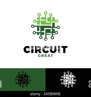techno circuit icon logo design template Stock Vector