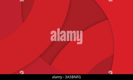 A vibrant red abstract wave vector background with smooth curves and 3D layers, perfect for wallpapers, art, and business templates. Stock Vector