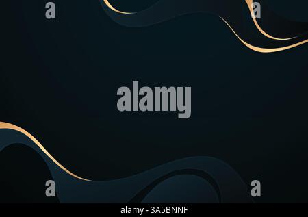 Modern abstract vector background with blue swirls, gold lines, and fluid wave design. Perfect for wallpaper, web, or art projects. Stock Vector