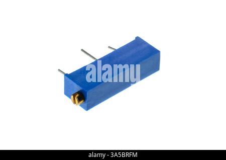 Trimmer Potentiometer Blue Isolated on White Stock Photo