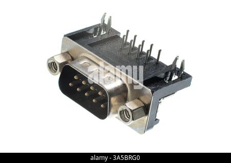 DB9 Male Right Angle Connector Isolated Stock Photo