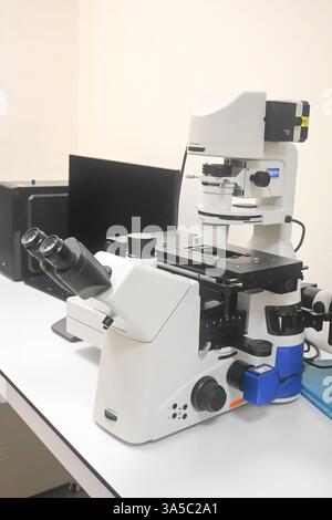 In the biological laboratory. Scientific research of molecular and cellular biology. Stock Photo