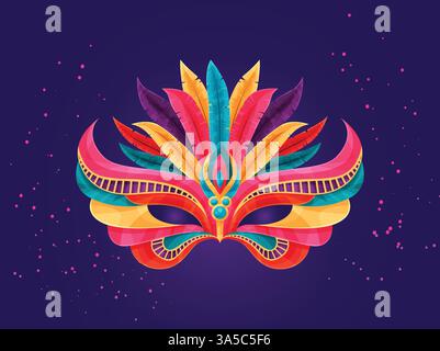Mardi gras mask with colorful feathers vector Stock Vector