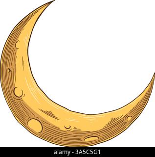 Crescent moon icon over white background Stock Vector