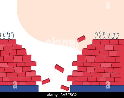 Red brick wall Illustration Stock Vector