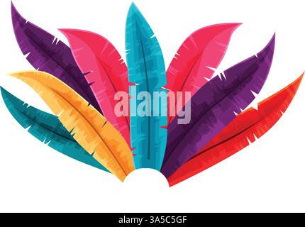 Colorful feathers isolated on white background. Stock Vector