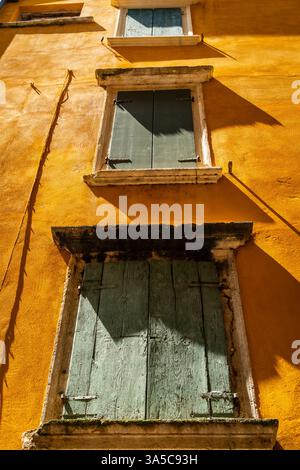Closeup on the old windows Stock Photo