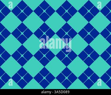 A geometric pattern featuring alternating diamond shapes in dark blue and teal colors, creating a visually appealing design. Stock Photo