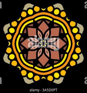 Minimal Mandala floral style Oriental pattern design with decorative element Concept relax and meditation use for page logo book on black background Stock Photo
