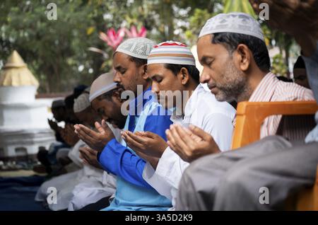 Muslim worshippers perform Friday prayers during the holy month of ...