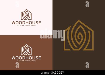 Wood House Letter Abstract Logo Rustic Business Property Concept Stock Vector