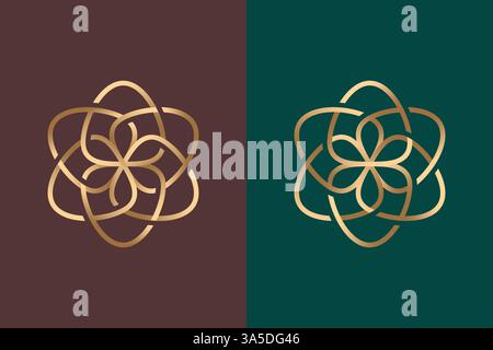 Flower Gold Mandala Logo Geometric Luxury Classic Concept Brand Identity Stock Vector