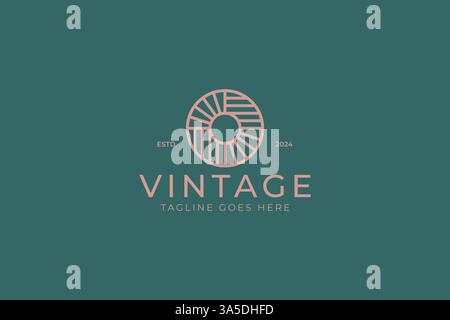 Circle Linear Geometric Abstract Logo Vintage Sign Symbol Template Design Stock Vector