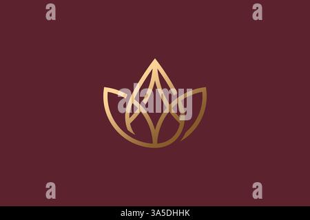Lotus Flower Icon Logo Gold Nature Beauty Template Design Stock Vector