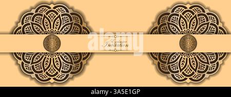 Luxury ornamental mandala background with golden arabesque patterns, element for invitation, meditation poster, yoga, wedding, book cover, cover page, Stock Vector