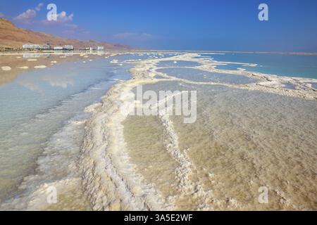 Israel in October. The patterns evaporated salt in the Dead Sea. Salt ...
