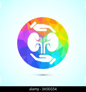 Kidney icon design illustration. Human organ icon, Kidney care logo symbol. low poly style Stock Vector