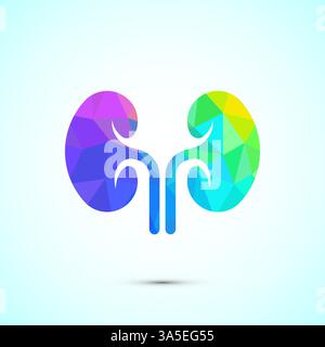 Kidney icon design illustration. Human organ icon, Kidney care logo symbol. low poly style Stock Vector