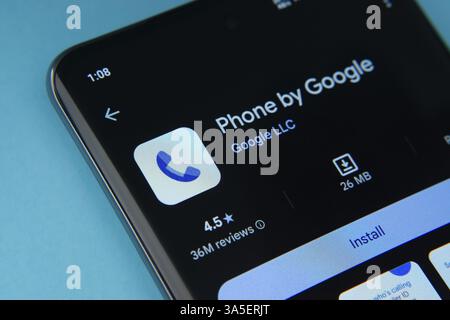 The Phone by google app from Google Playstore is displayed on a smartphone screen Stock Photo