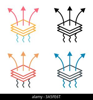 Set of Breathable resistant icon, waterproof material protection sign, web vector illustration . Stock Vector