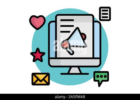 Digital marketing icon. colored outline icon style. icon related to business. business elements vector illustration Stock Vector