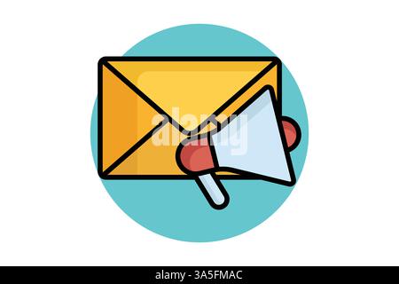 Email marketing icon. colored outline icon style. icon related to digital marketing. business elements vector illustration Stock Vector